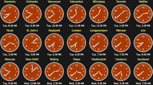 different time zones clock desktop